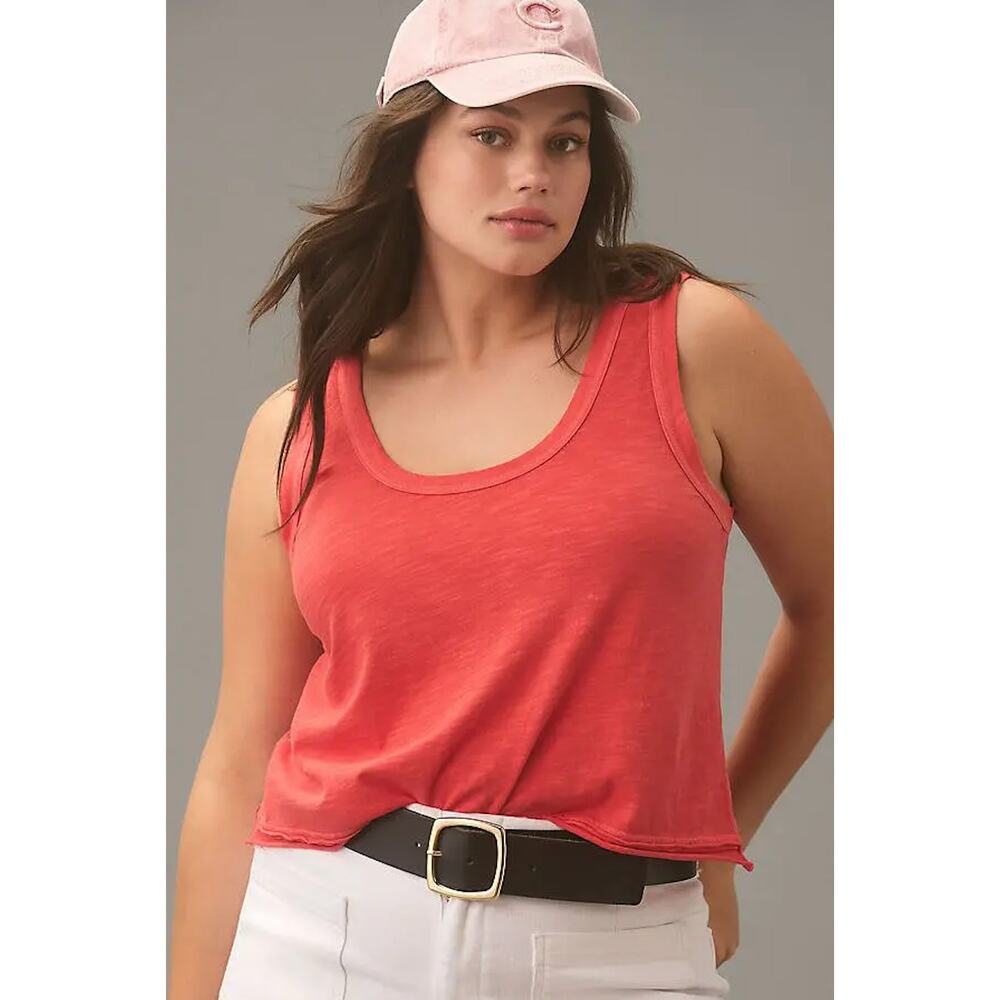 Pilcro Anthropologie Kacey Cotton Slub Crop Tank Top NWT Size Large